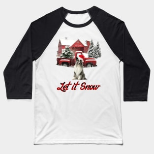 Shetland Sheepdog Let It Snow Tree Farm Red Truck Christmas Baseball T-Shirt